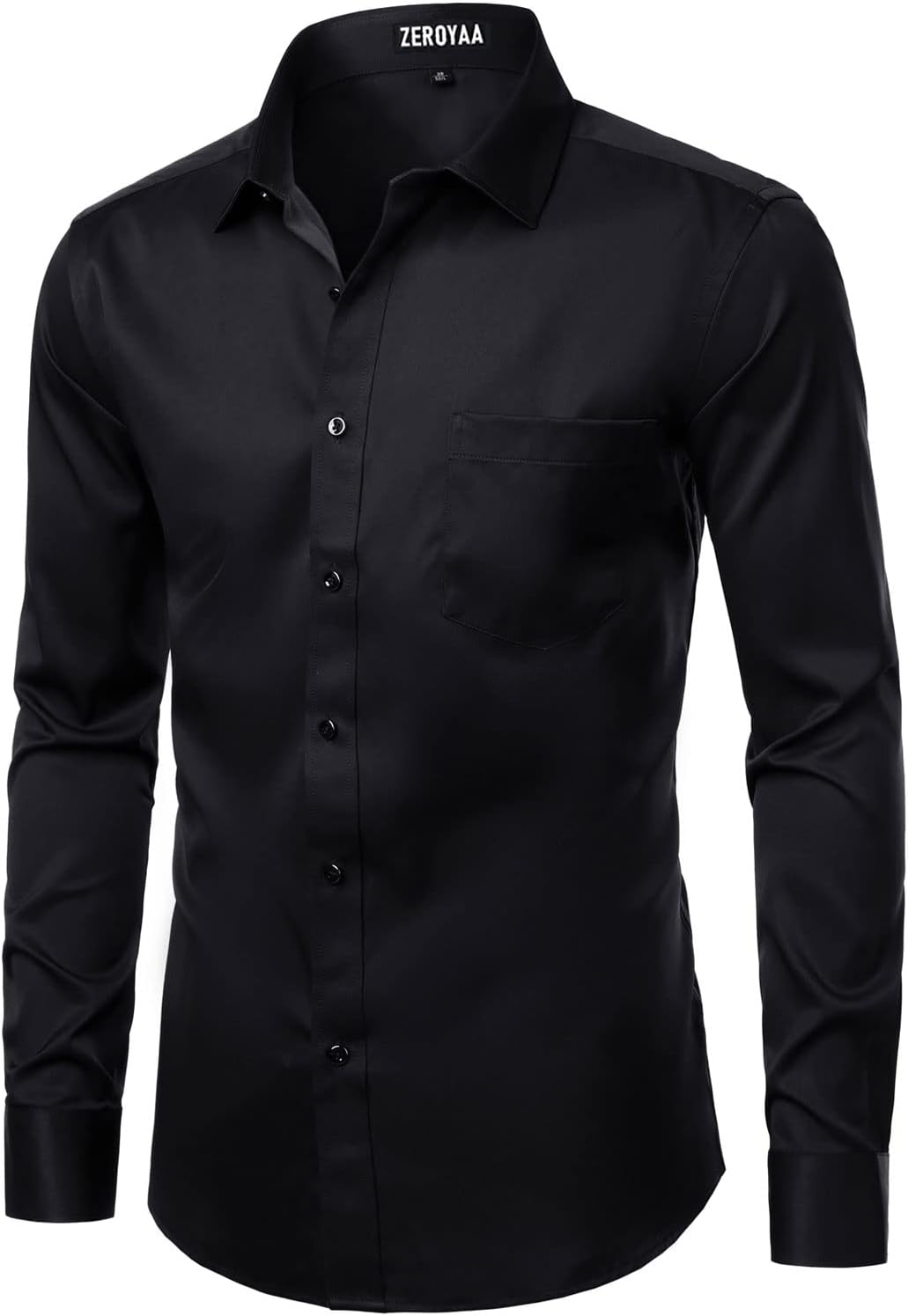 ZEROYAA Men's Business Formal Slim Fit Long Sleeve Button Up Dress Shirts with Pocket