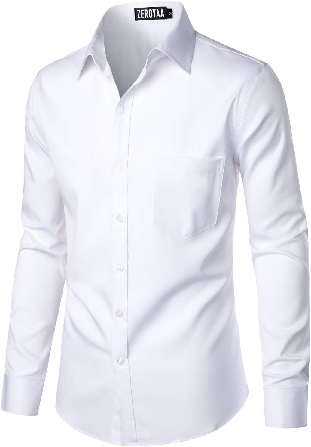 ZEROYAA Men's Urban Stylish Casual Business Slim Fit Long Sleeve Button Up Dress Shirt with Pocket
