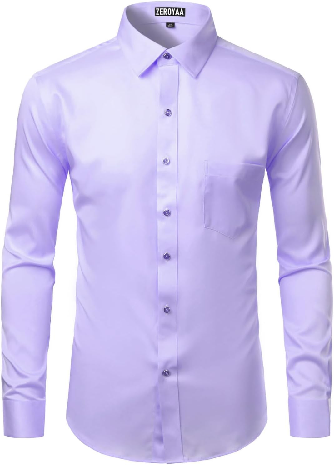 ZEROYAA Men's Business Formal Slim Fit Long Sleeve Button Up Dress Shirts with Pocket
