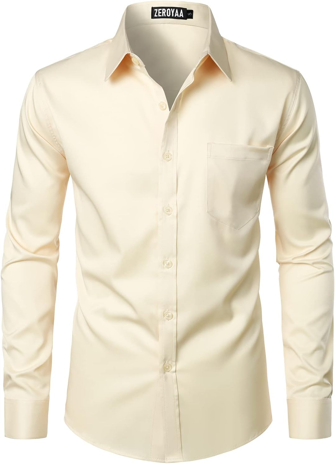 ZEROYAA Men's Urban Stylish Casual Business Slim Fit Long Sleeve Button Up Dress Shirt with Pocket