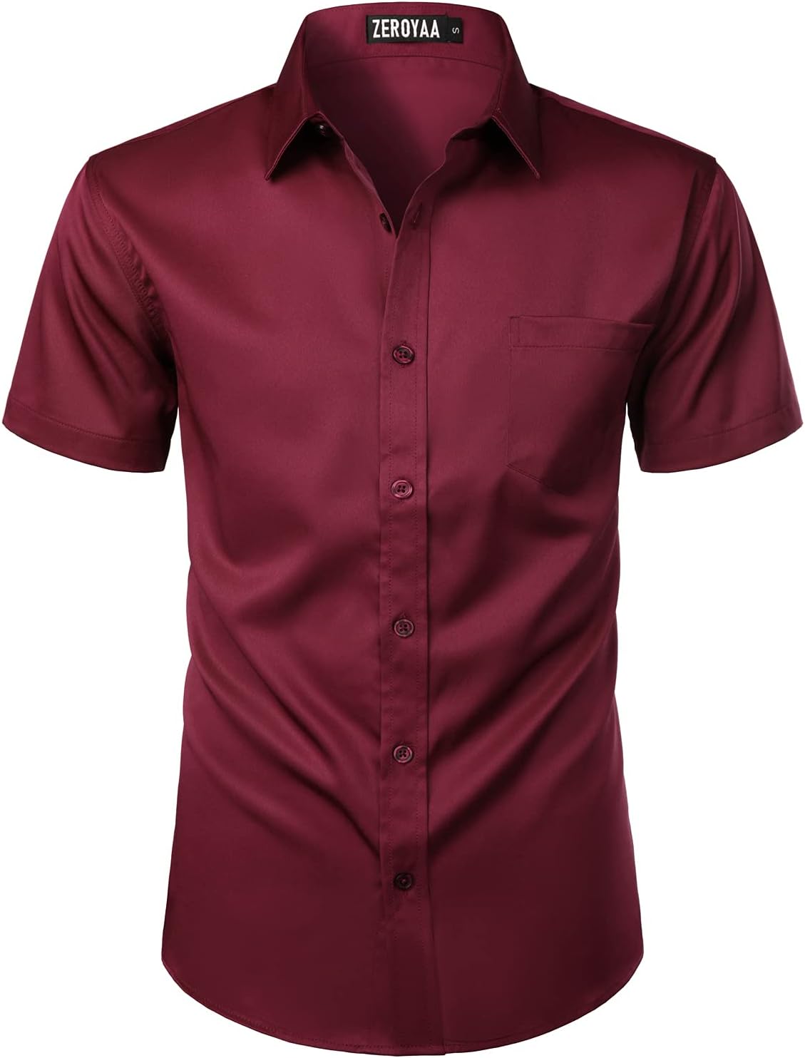 ZEROYAA Men's Casual Urban Stylish Slim Fit Short Sleeve Button Up Dress Shirt with Pocket