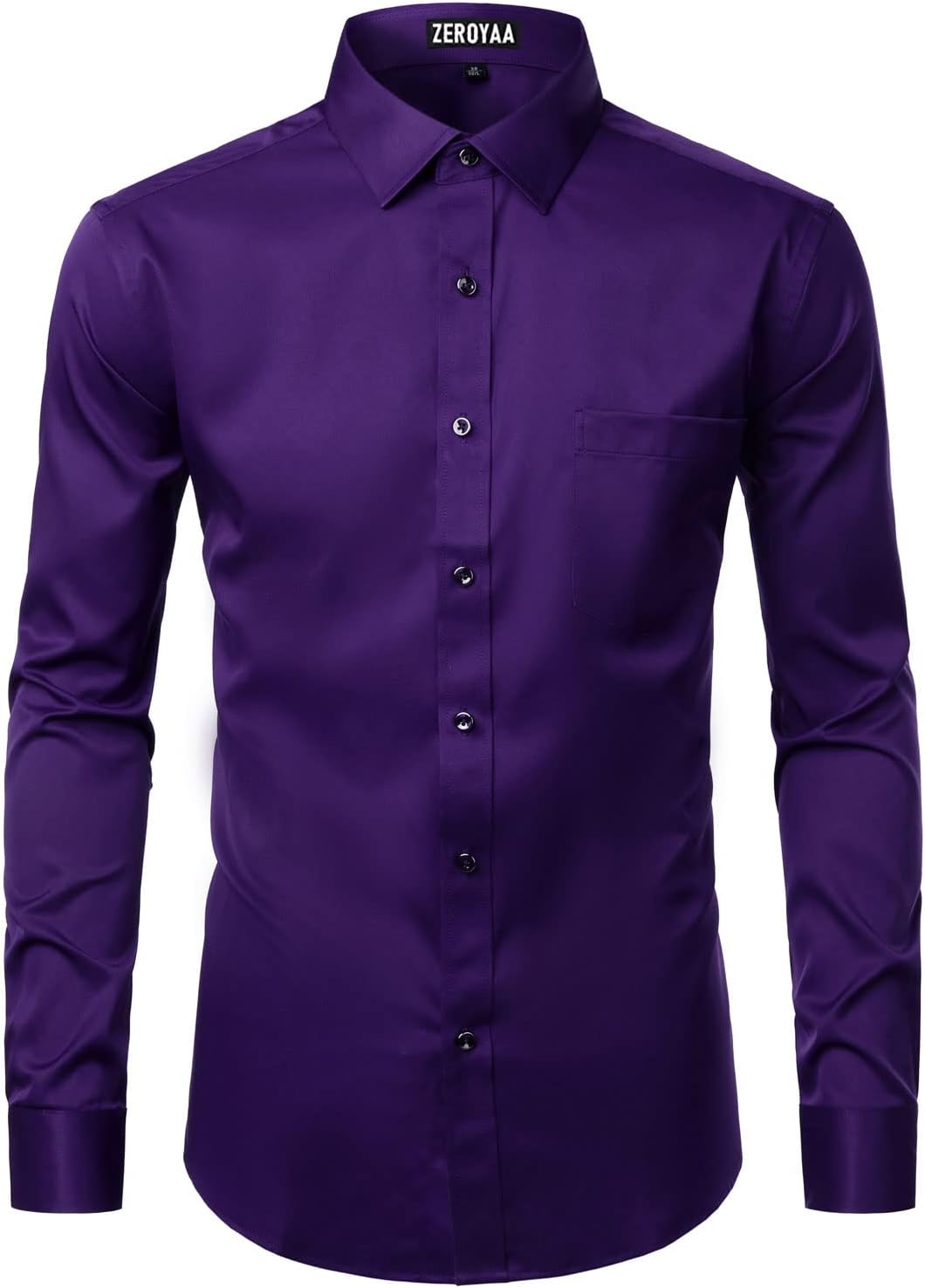 ZEROYAA Men's Business Formal Slim Fit Long Sleeve Button Up Dress Shirts with Pocket