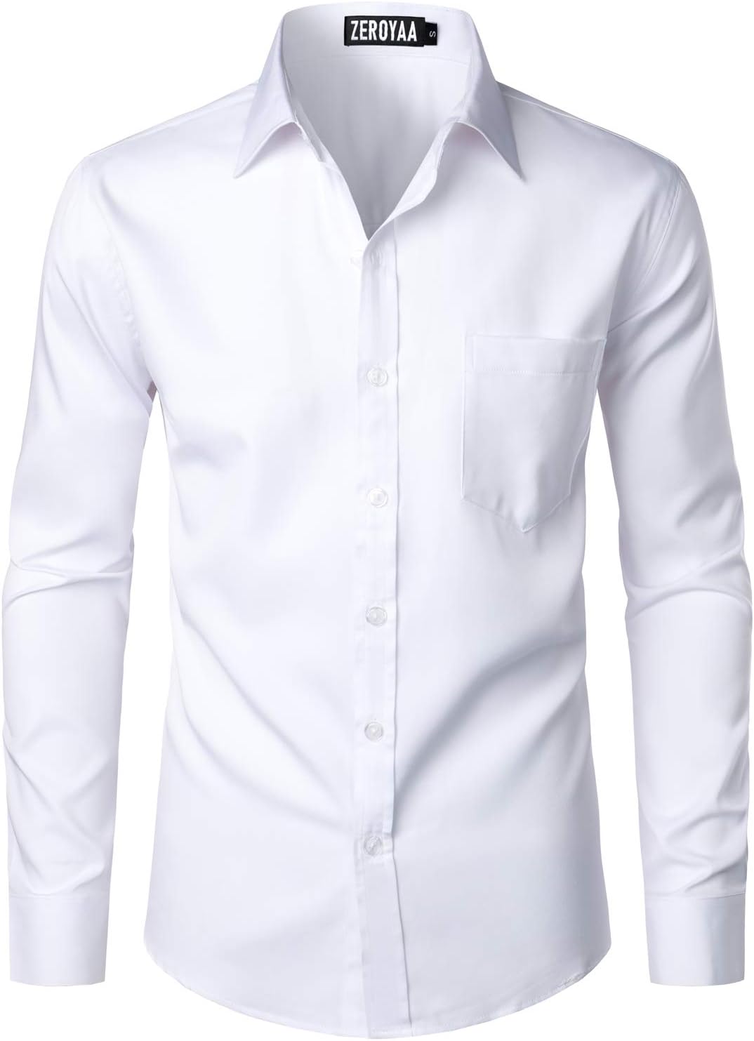 ZEROYAA Men's Urban Stylish Casual Business Slim Fit Long Sleeve Button Up Dress Shirt with Pocket