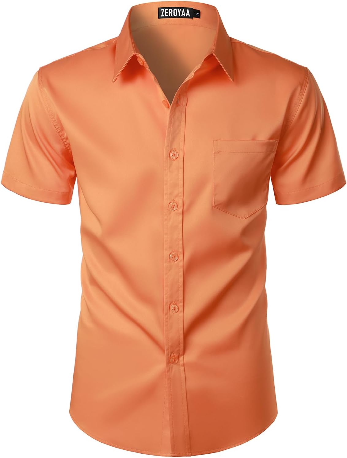 ZEROYAA Men's Casual Urban Stylish Slim Fit Short Sleeve Button Up Dress Shirt with Pocket