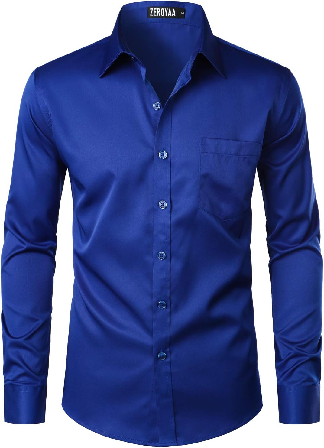 ZEROYAA Men's Urban Stylish Casual Business Slim Fit Long Sleeve Button Up Dress Shirt with Pocket