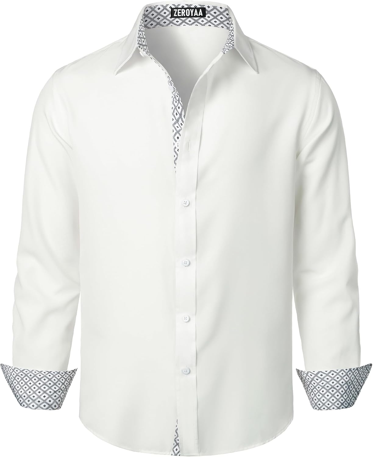 ZEROYAA Men's Regular Fit Dress Shirt Stretch Wrinkle-Free Long Sleeve Casual Business Button Up Shirts