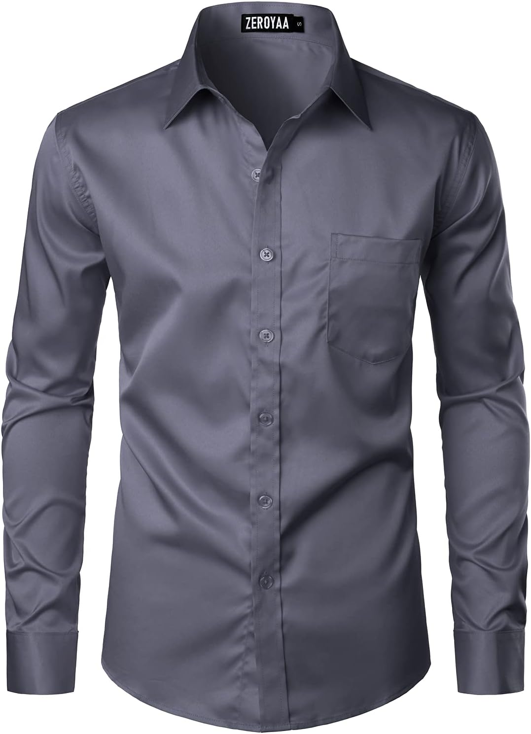ZEROYAA Men's Urban Stylish Casual Business Slim Fit Long Sleeve Button Up Dress Shirt with Pocket