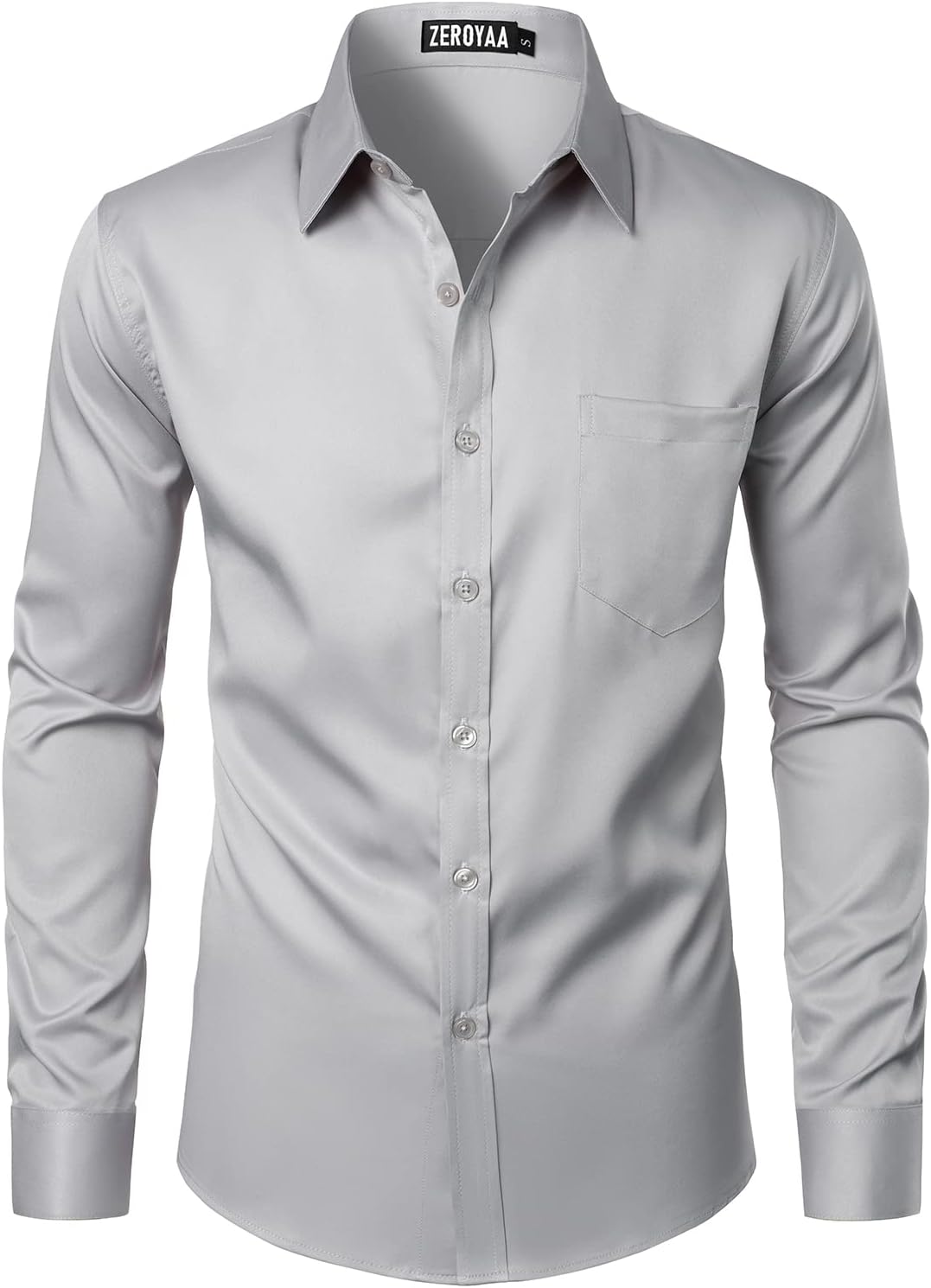 ZEROYAA Men's Urban Stylish Casual Business Slim Fit Long Sleeve Button Up Dress Shirt with Pocket