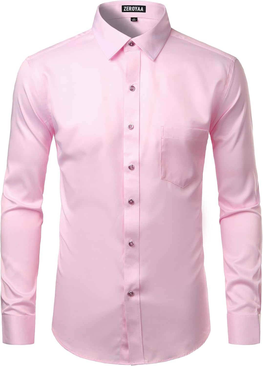 ZEROYAA Men's Business Formal Slim Fit Long Sleeve Button Up Dress Shirts with Pocket