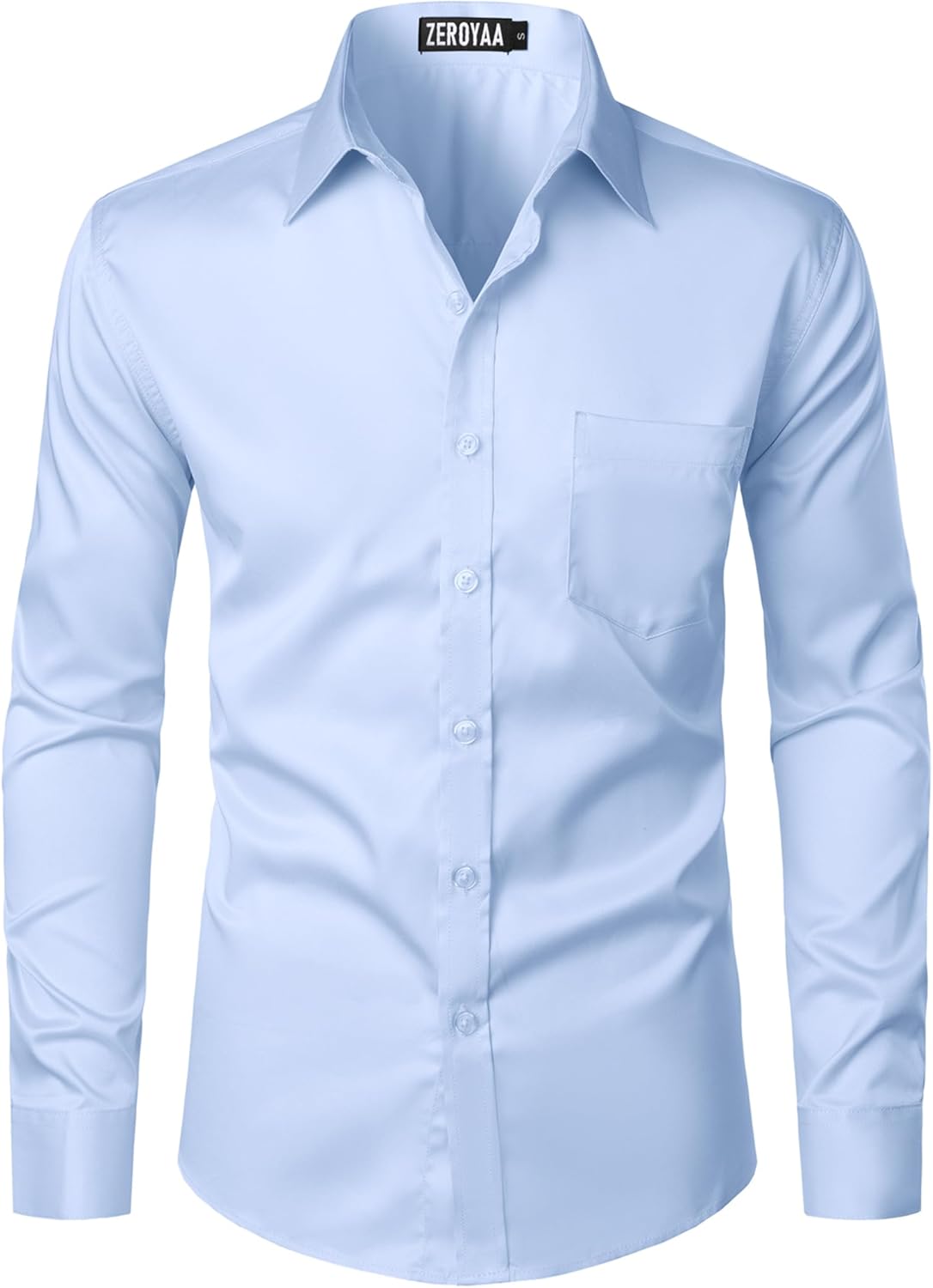 ZEROYAA Men's Urban Stylish Casual Business Slim Fit Long Sleeve Button Up Dress Shirt with Pocket