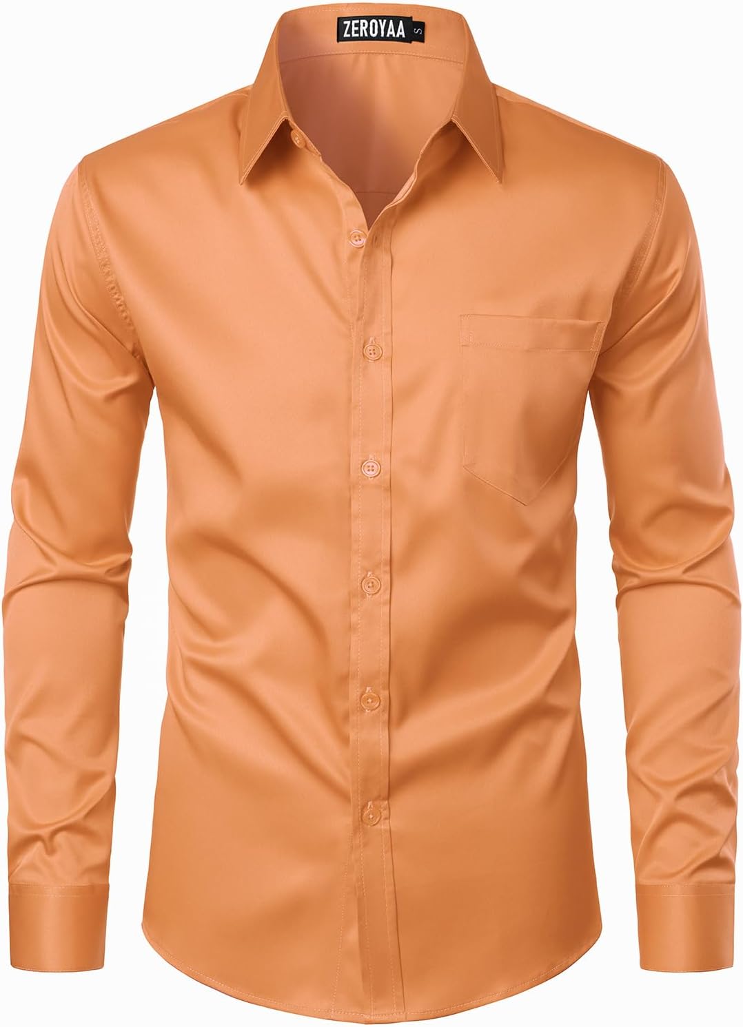 ZEROYAA Men's Urban Stylish Casual Business Slim Fit Long Sleeve Button Up Dress Shirt with Pocket