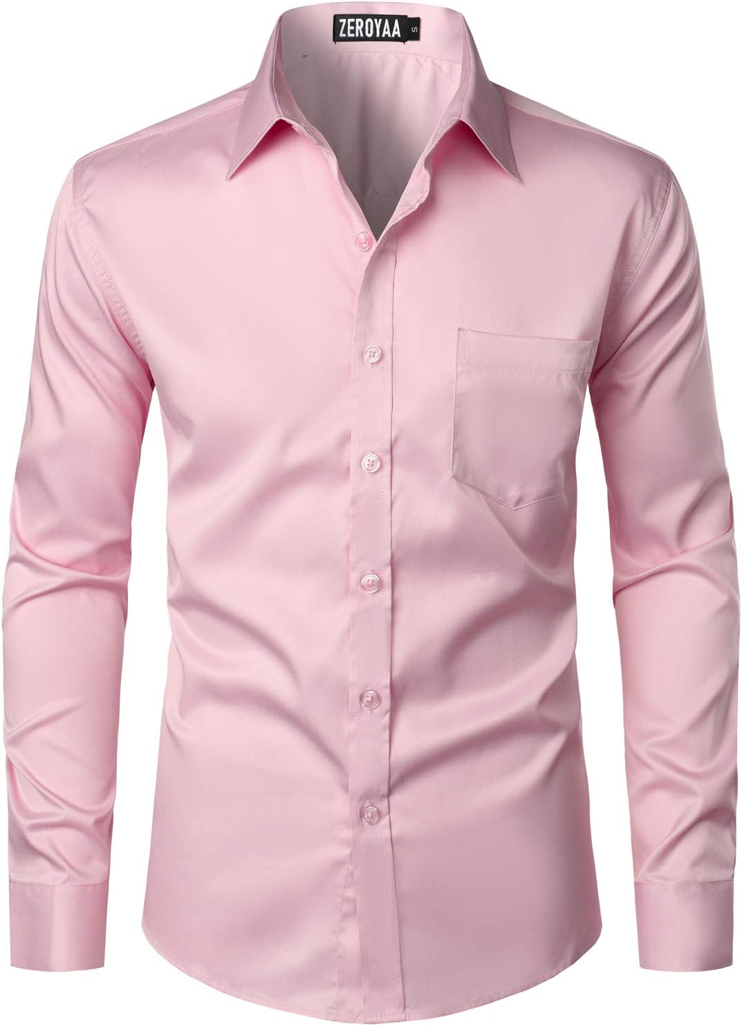 ZEROYAA Men's Urban Stylish Casual Business Slim Fit Long Sleeve Button Up Dress Shirt with Pocket