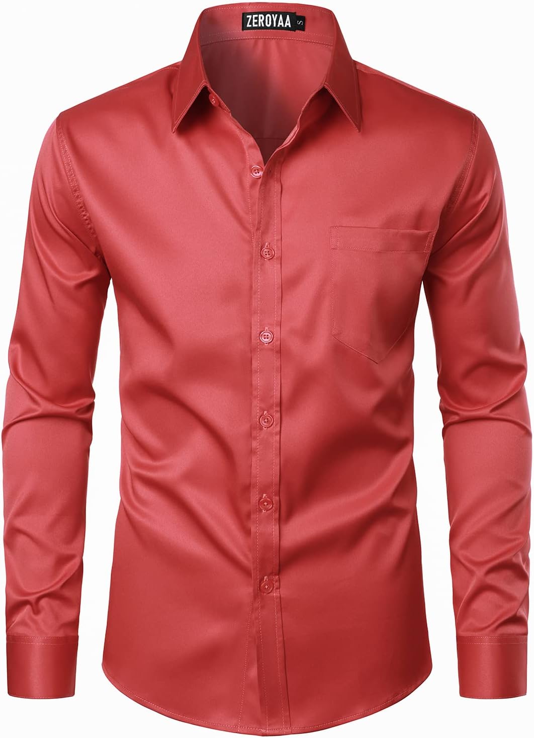 ZEROYAA Men's Urban Stylish Casual Business Slim Fit Long Sleeve Button Up Dress Shirt with Pocket