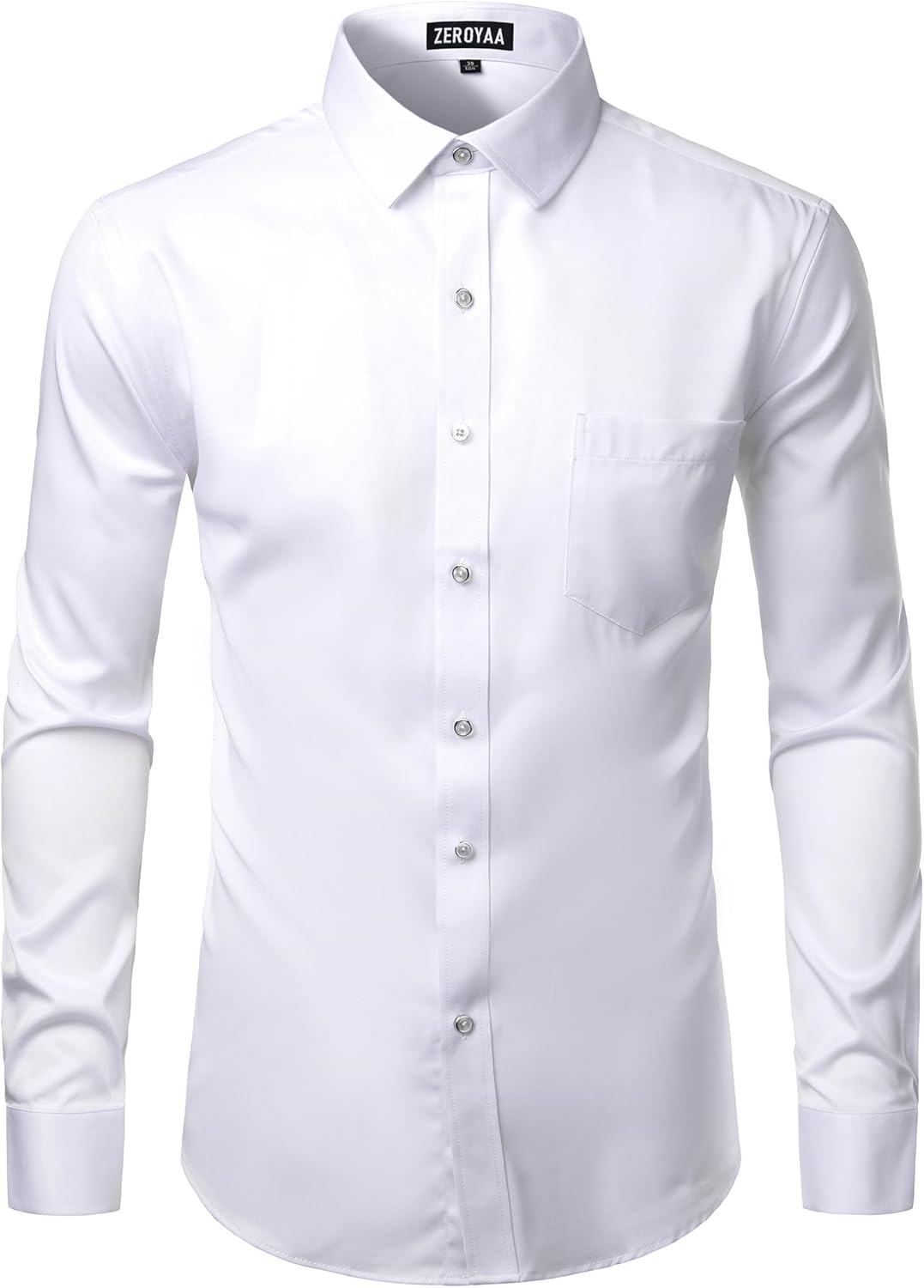 ZEROYAA Men's Business Formal Slim Fit Long Sleeve Button Up Dress Shirts with Pocket