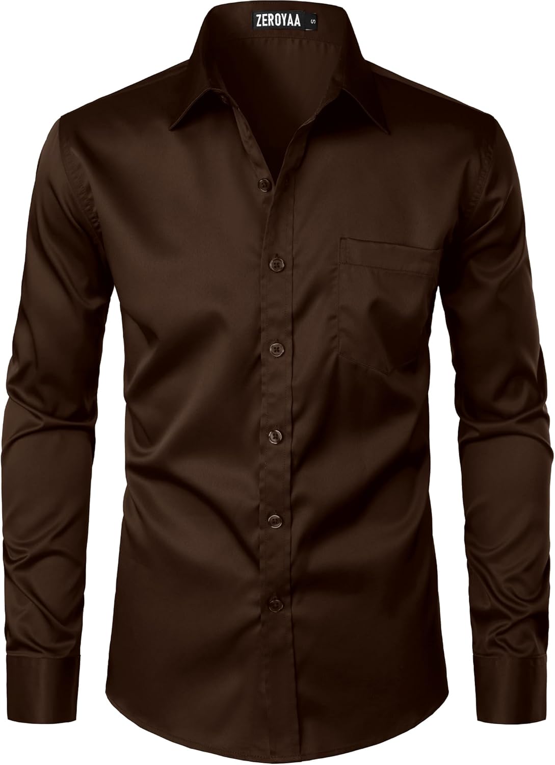 ZEROYAA Men's Urban Stylish Casual Business Slim Fit Long Sleeve Button Up Dress Shirt with Pocket