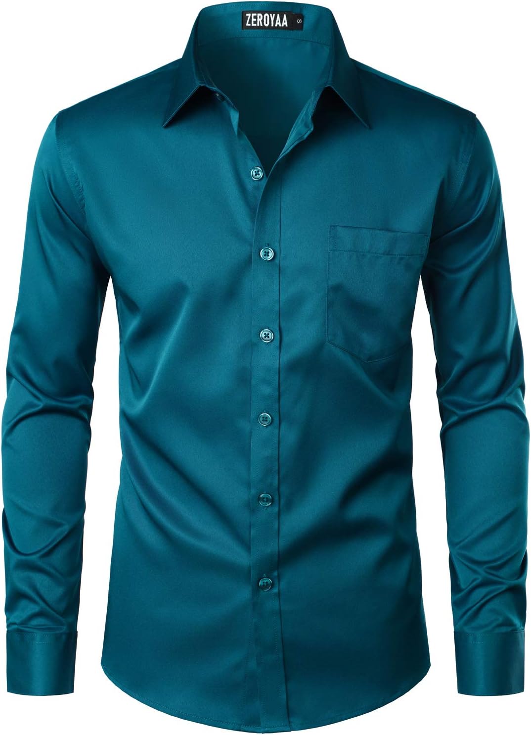 ZEROYAA Men's Urban Stylish Casual Business Slim Fit Long Sleeve Button Up Dress Shirt with Pocket