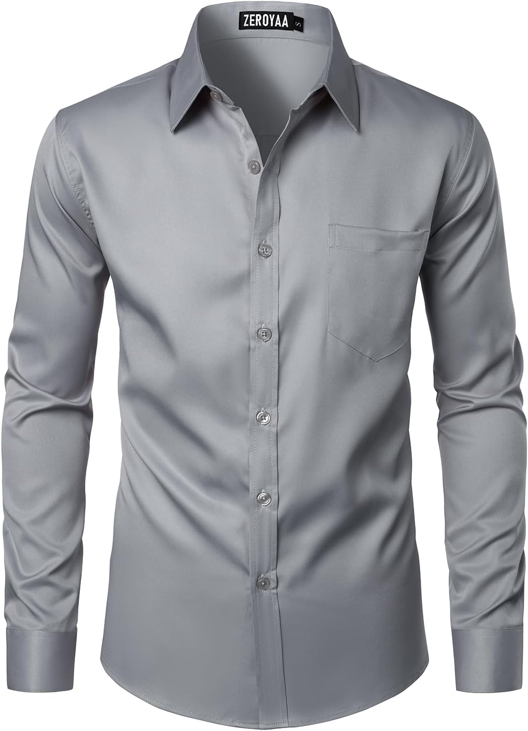 ZEROYAA Men's Urban Stylish Casual Business Slim Fit Long Sleeve Button Up Dress Shirt with Pocket