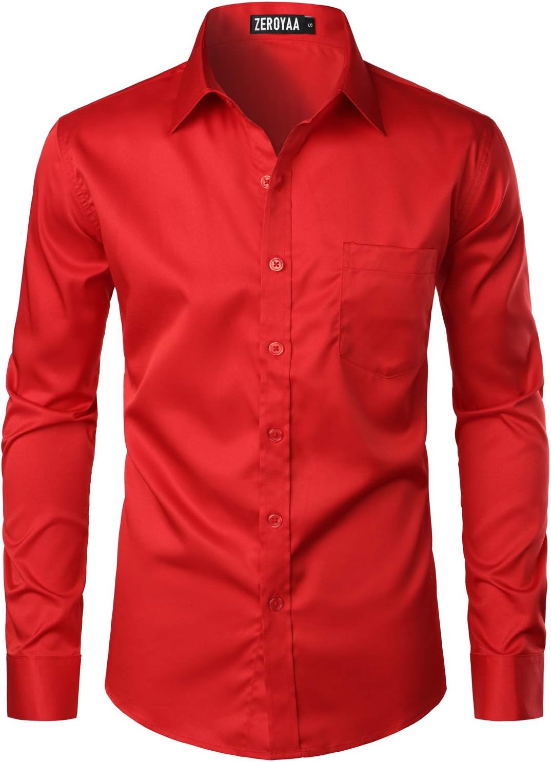 ZEROYAA Men's Urban Stylish Casual Business Slim Fit Long Sleeve Button Up Dress Shirt with Pocket
