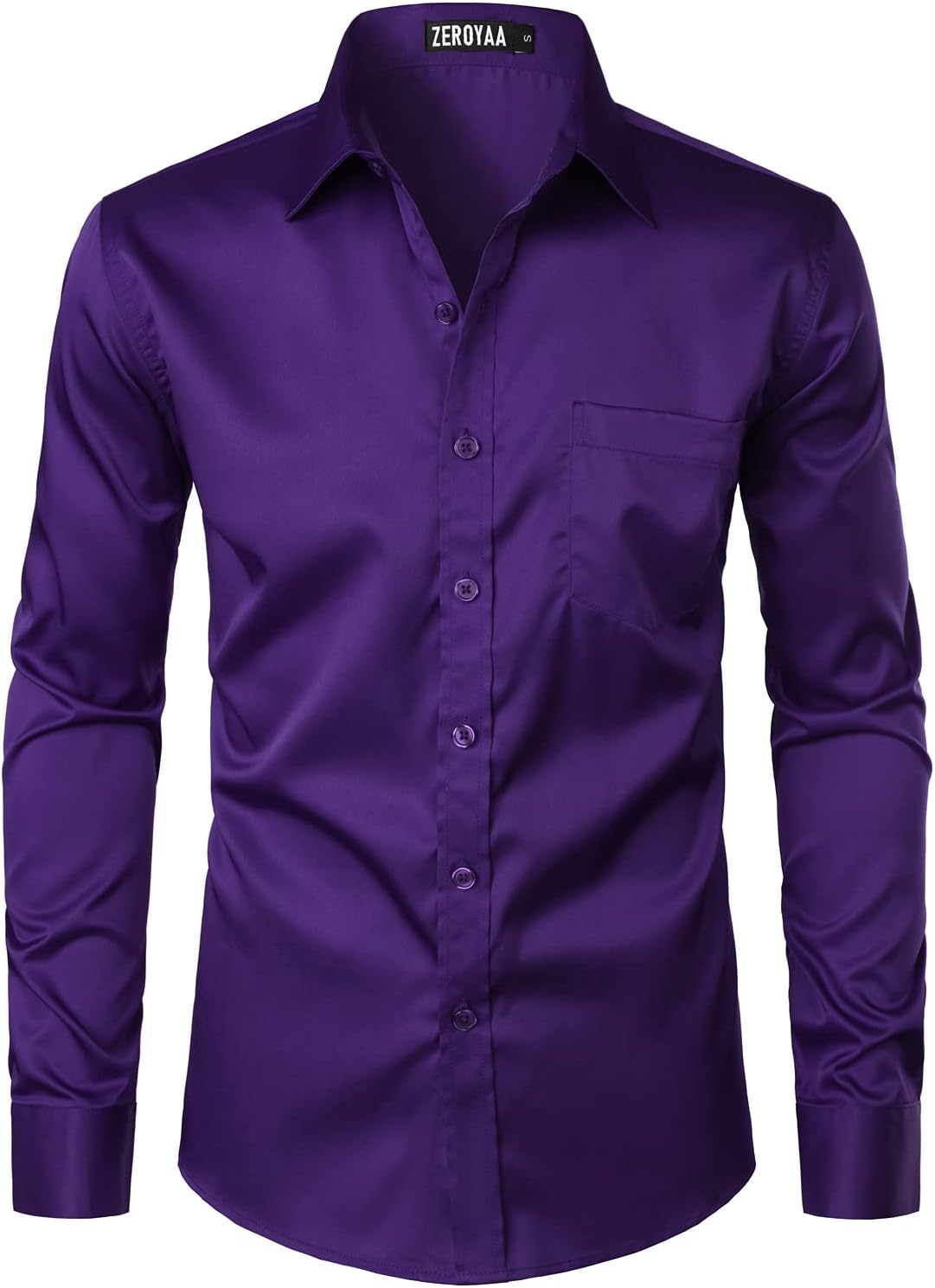ZEROYAA Men's Urban Stylish Casual Business Slim Fit Long Sleeve Button Up Dress Shirt with Pocket