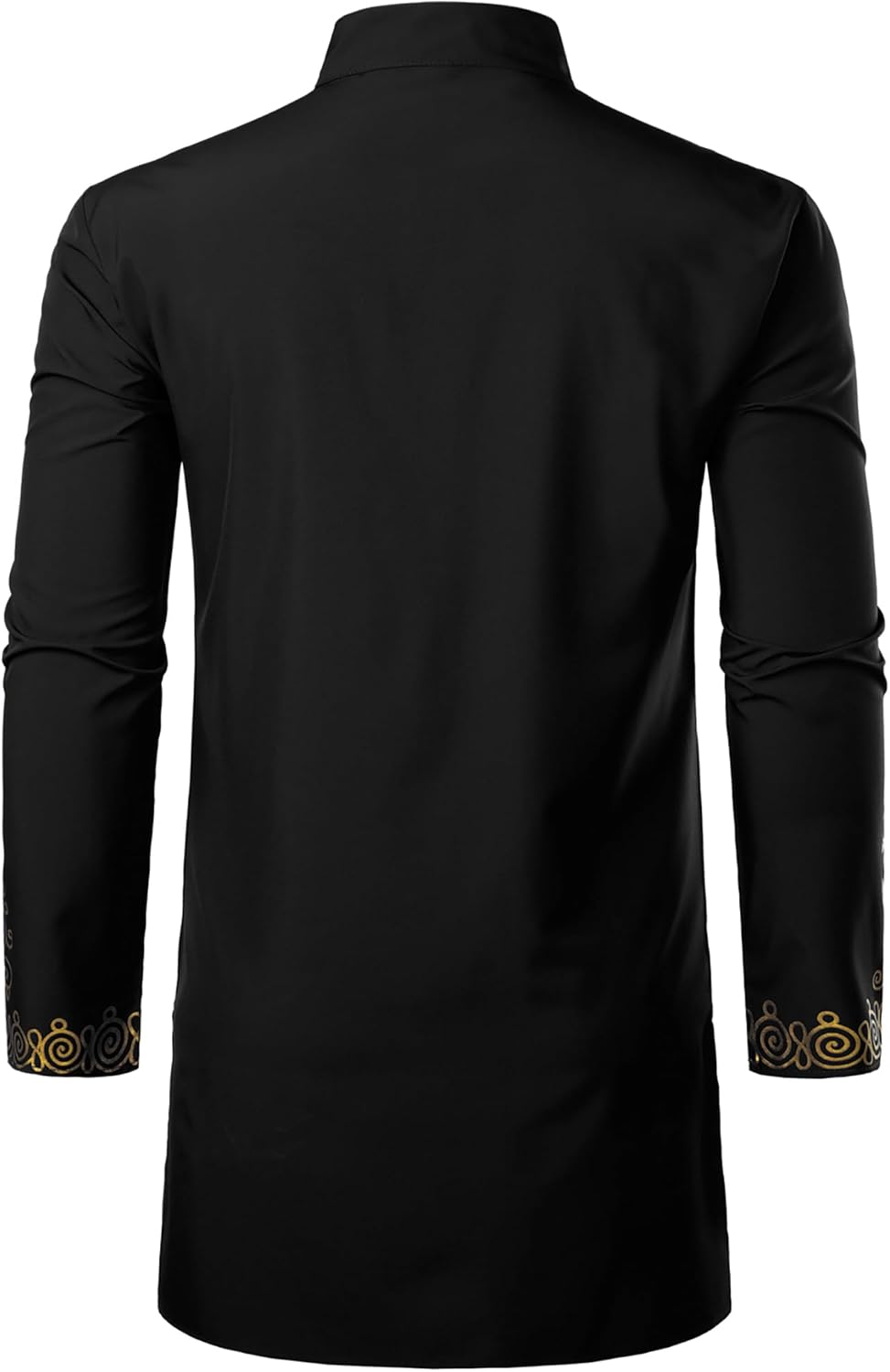 ZEROYAA Men's Traditional African Long Sleeve Dashiki Shiny Pattern Printed Dazzling Shirt