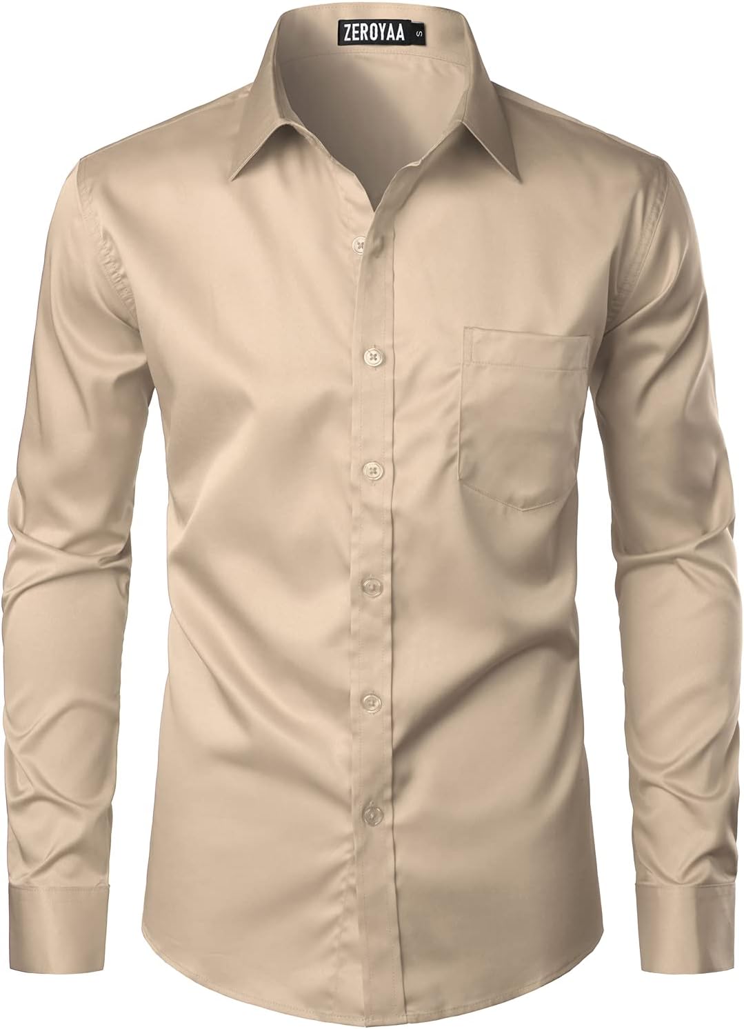 ZEROYAA Men's Urban Stylish Casual Business Slim Fit Long Sleeve Button Up Dress Shirt with Pocket