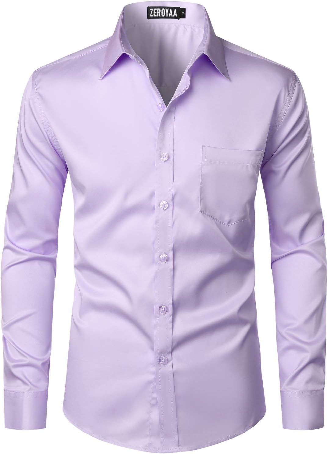 ZEROYAA Men's Urban Stylish Casual Business Slim Fit Long Sleeve Button Up Dress Shirt with Pocket