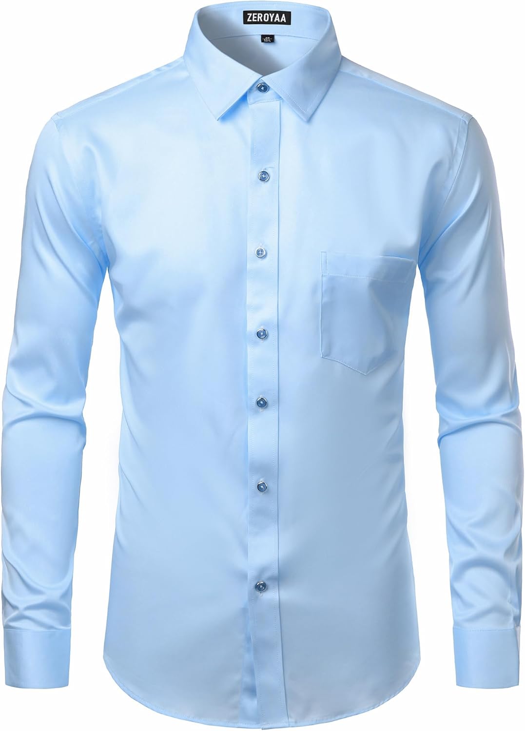ZEROYAA Men's Business Formal Slim Fit Long Sleeve Button Up Dress Shirts with Pocket