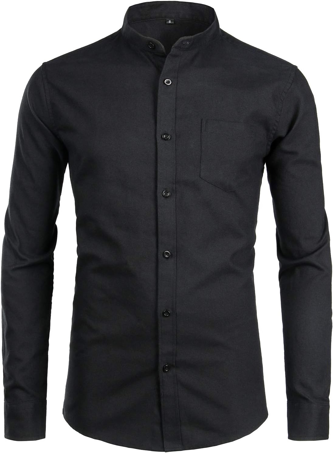 ZEROYAA Men's Hipster Mandarin Collar Long Sleeve Button Up Oxford Shirts with Chest Pocket