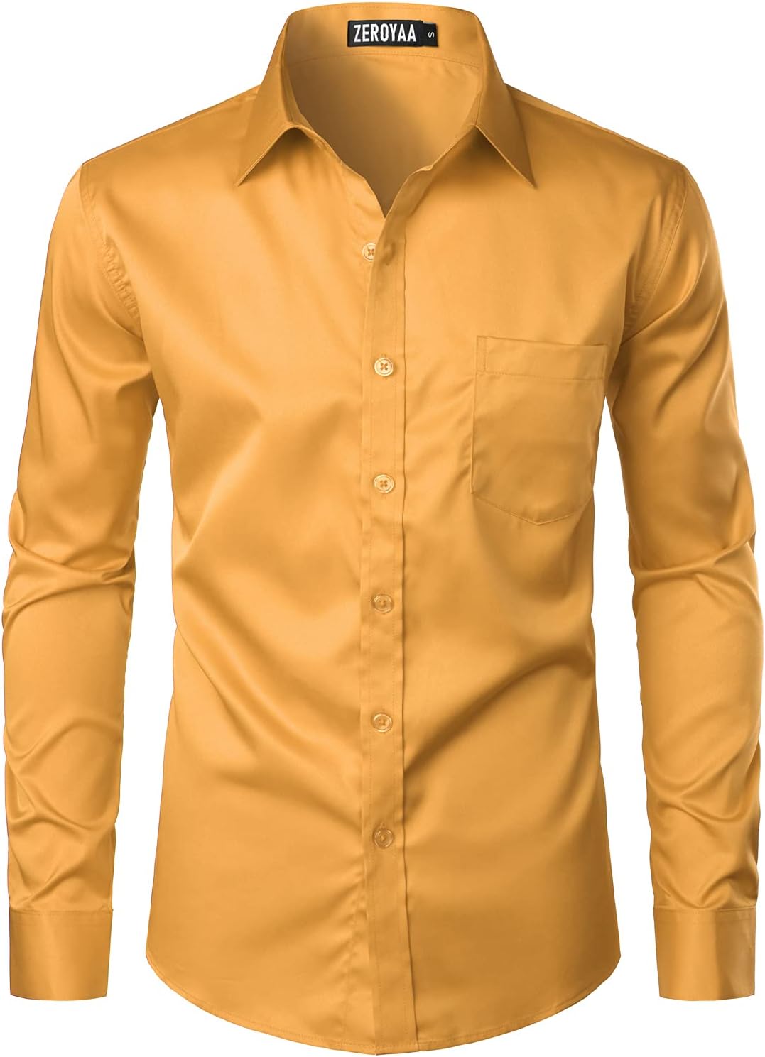 ZEROYAA Men's Urban Stylish Casual Business Slim Fit Long Sleeve Button Up Dress Shirt with Pocket