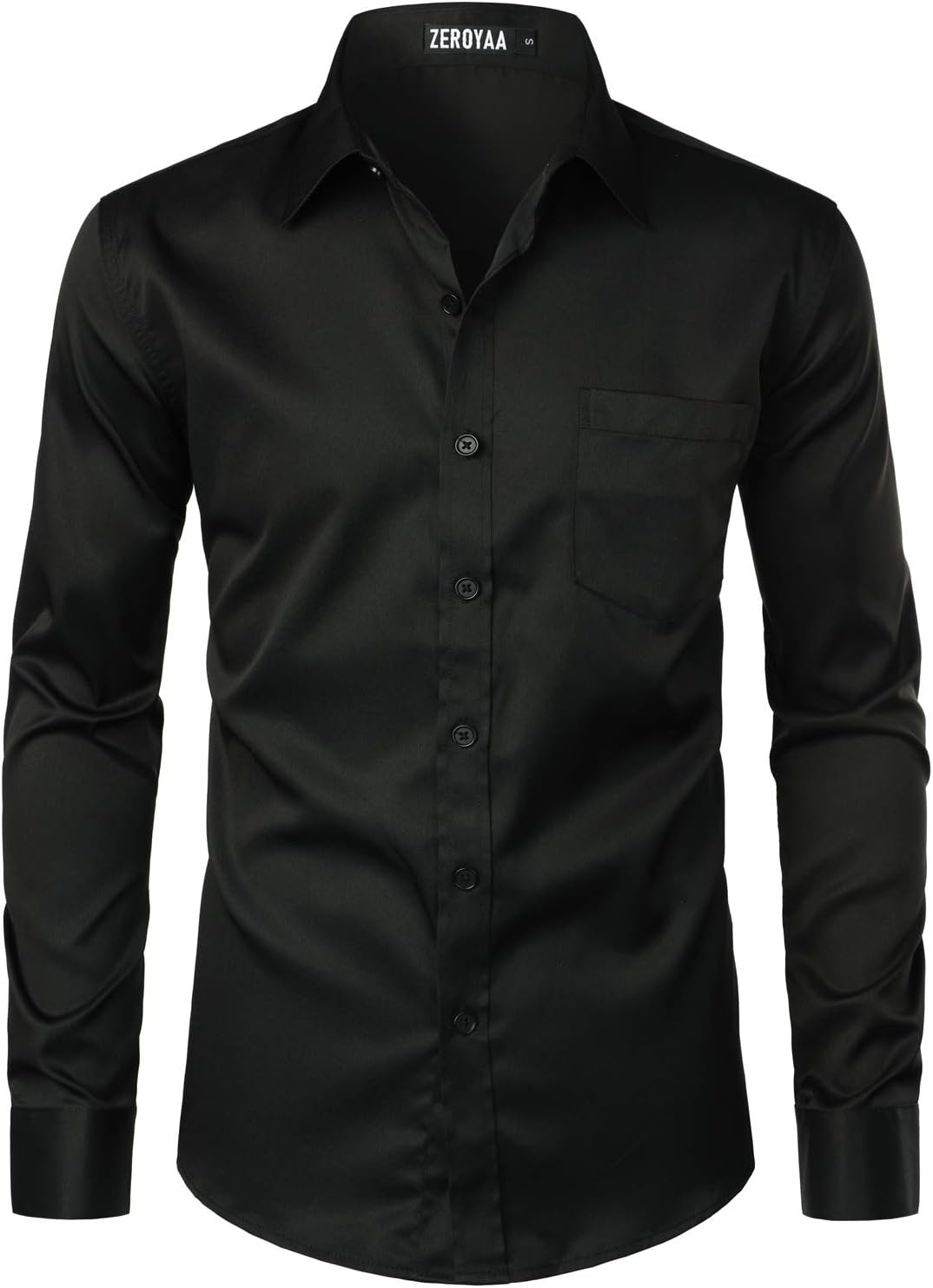 ZEROYAA Men's Urban Stylish Casual Business Slim Fit Long Sleeve Button Up Dress Shirt with Pocket