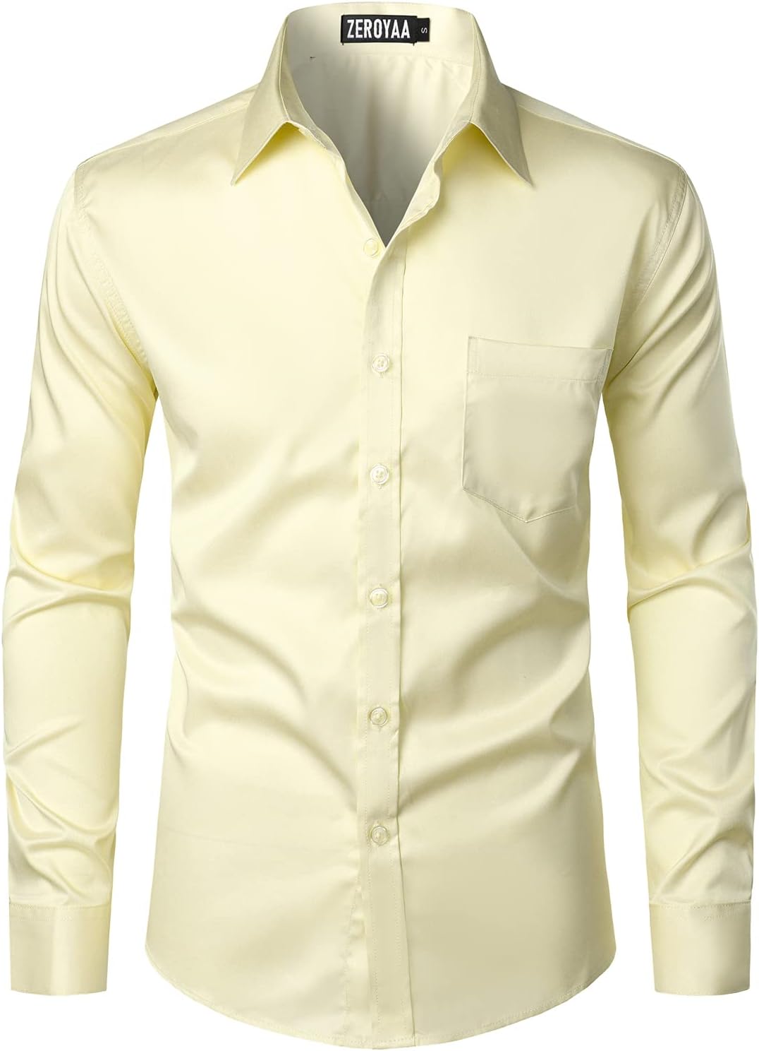 ZEROYAA Men's Urban Stylish Casual Business Slim Fit Long Sleeve Button Up Dress Shirt with Pocket