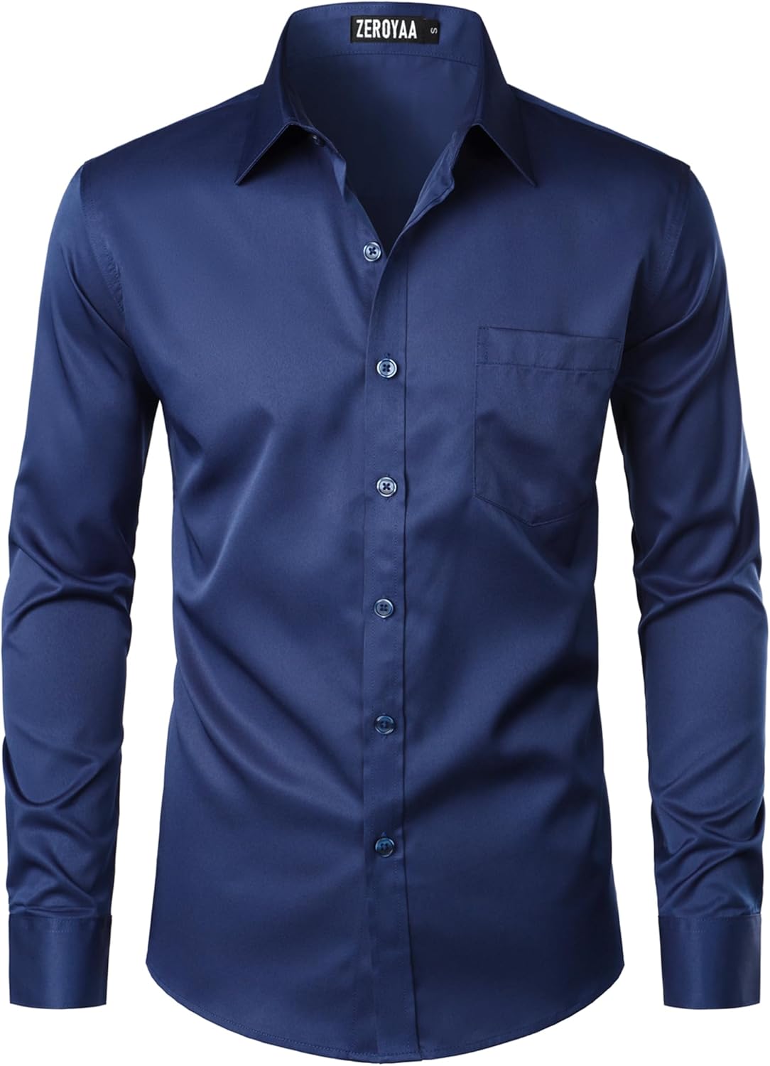 ZEROYAA Men's Urban Stylish Casual Business Slim Fit Long Sleeve Button Up Dress Shirt with Pocket