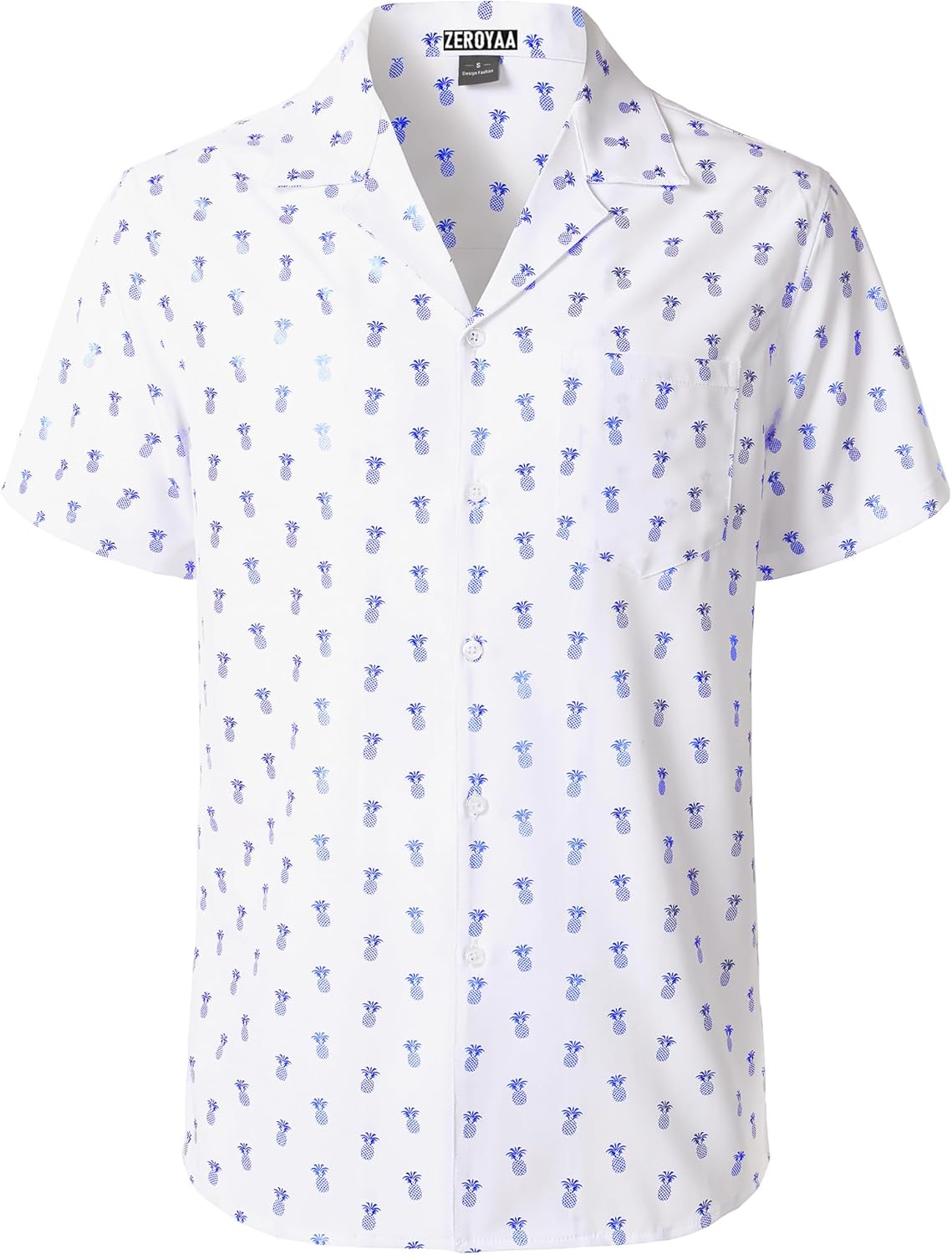 ZEROYAA Men Stylish Print Cuban Shirt Short Sleeve Button Down Relaxed Fit Shirts Beach Hawaiian Vacation Tops