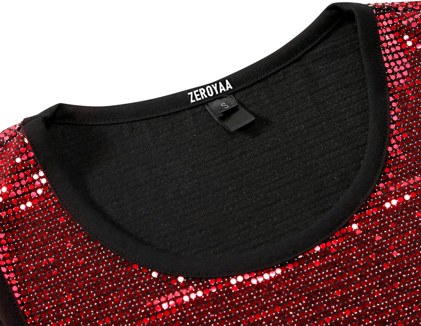 ZEROYAA Men's 70s Sequin Tank Top Shiny Disco Metallic Sleeveless Shirt