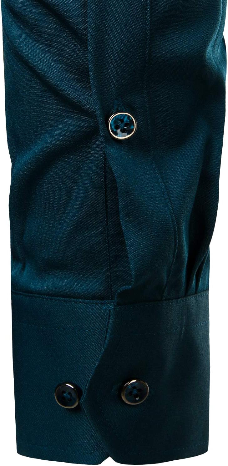 ZEROYAA Men's Business Formal Slim Fit Long Sleeve Button Up Dress Shirts with Pocket