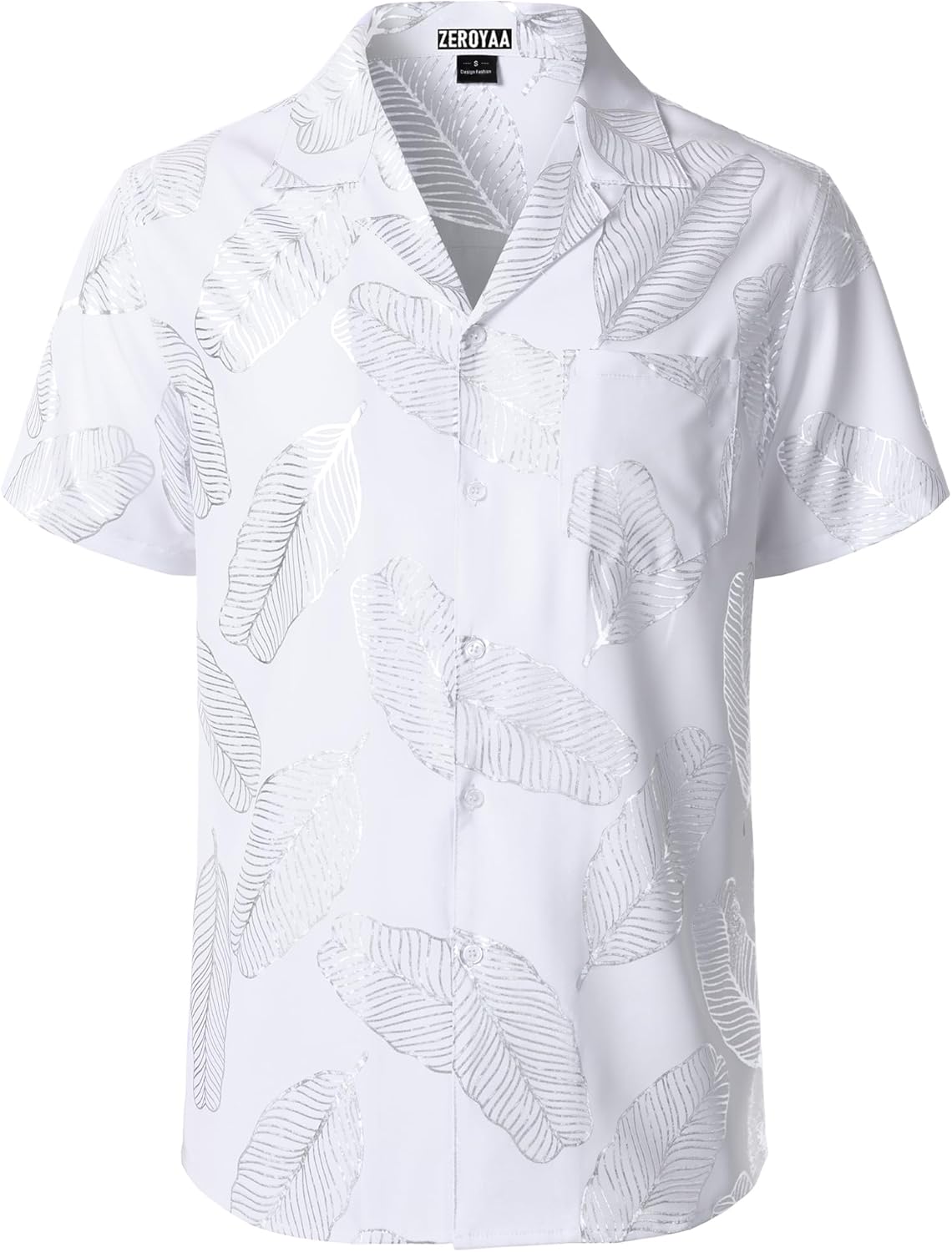 ZEROYAA Men Stylish Print Cuban Shirt Short Sleeve Button Down Relaxed Fit Shirts Beach Hawaiian Vacation Tops