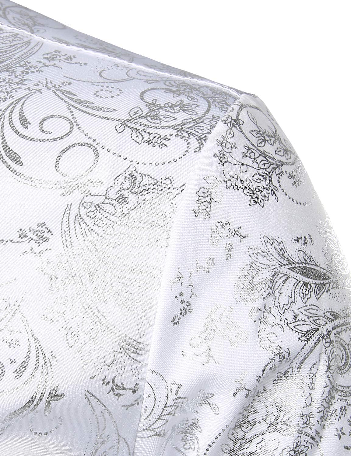ZEROYAA Men's Luxury Paisley Dress Shirt Shiny Floral Printed Button Down Shirts for Party Prom