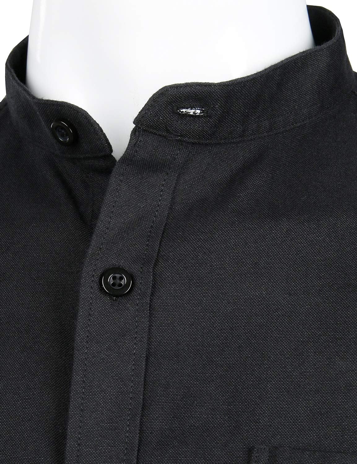 ZEROYAA Men's Hipster Mandarin Collar Long Sleeve Button Up Oxford Shirts with Chest Pocket