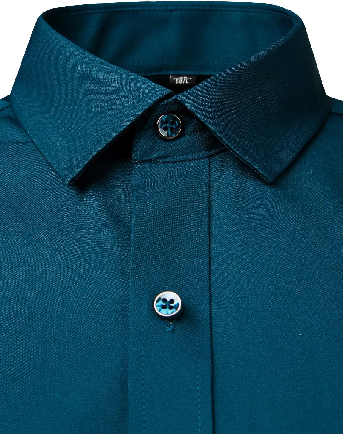ZEROYAA Men's Business Formal Slim Fit Long Sleeve Button Up Dress Shirts with Pocket