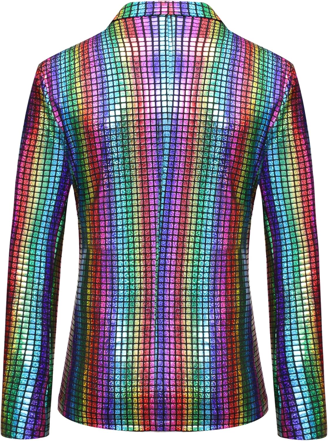 ZEROYAA Men's Metallic Shiny Suits Disco Sequin Blazer and Pants 2 Piece Sets for Party Prom