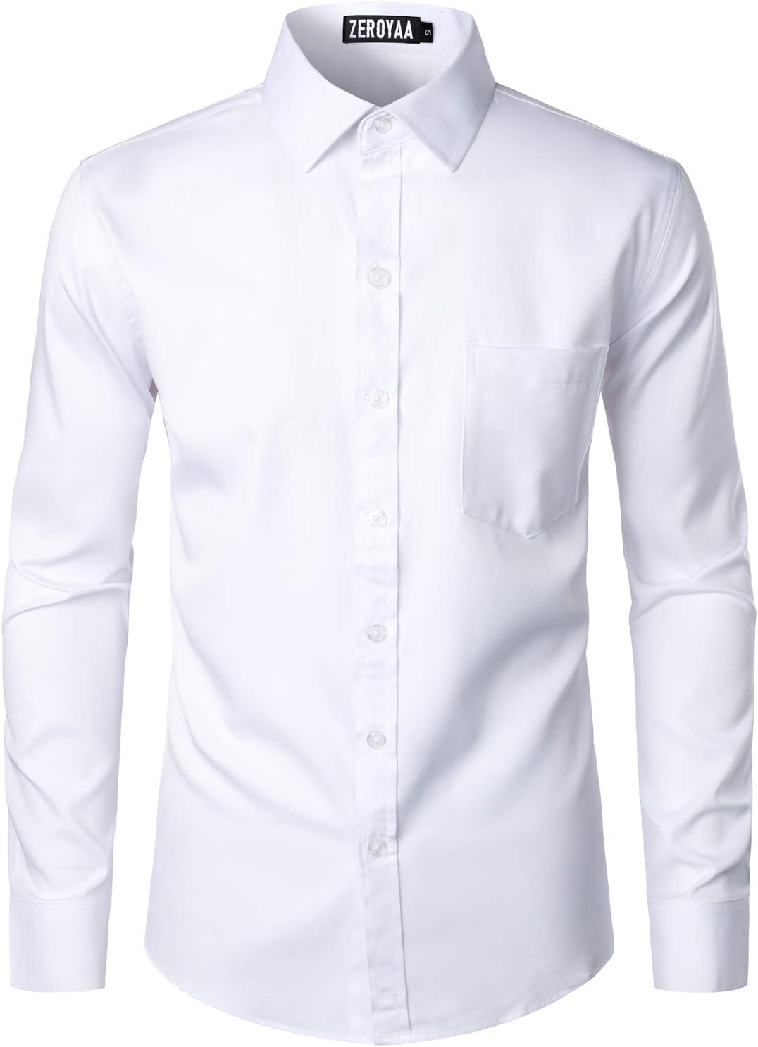 ZEROYAA Men's Urban Stylish Casual Business Slim Fit Long Sleeve Button Up Dress Shirt with Pocket