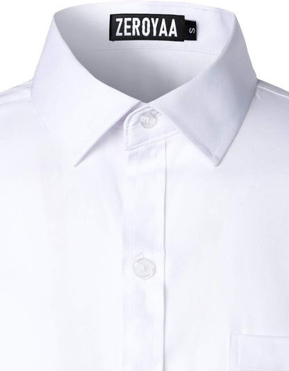 ZEROYAA Men's Urban Stylish Casual Business Slim Fit Long Sleeve Button Up Dress Shirt with Pocket