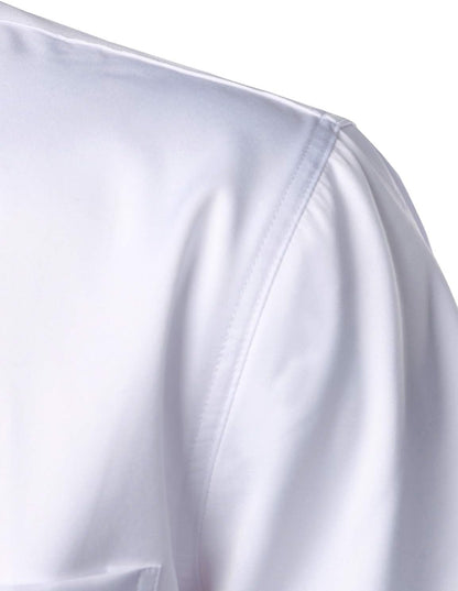 ZEROYAA Men's Casual Urban Stylish Slim Fit Short Sleeve Button Up Dress Shirt with Pocket