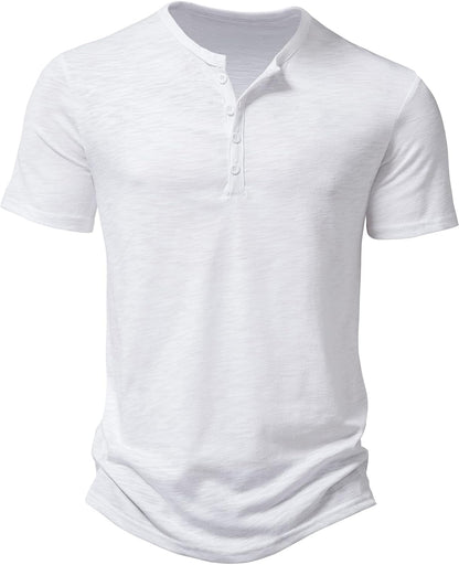 ZEROYAA Men's Short Sleeve Henley Shirt Casual Stretchy Slim Fit T Shirt