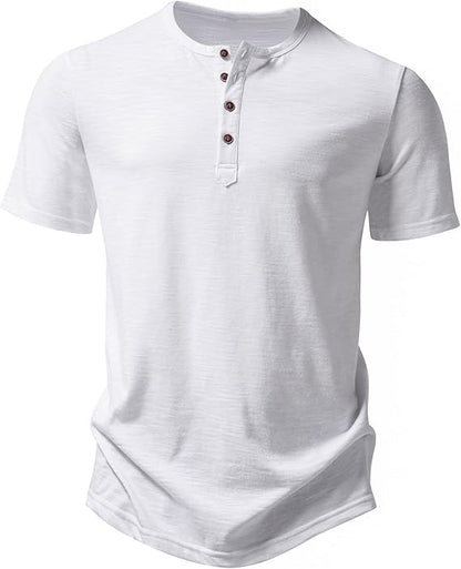 ZEROYAA Men's Short Sleeve Henley Shirt Casual Stretchy Slim Fit T Shirt