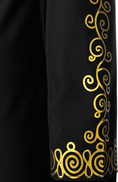 ZEROYAA Men's Traditional African Long Sleeve Dashiki Shiny Pattern Printed Dazzling Shirt