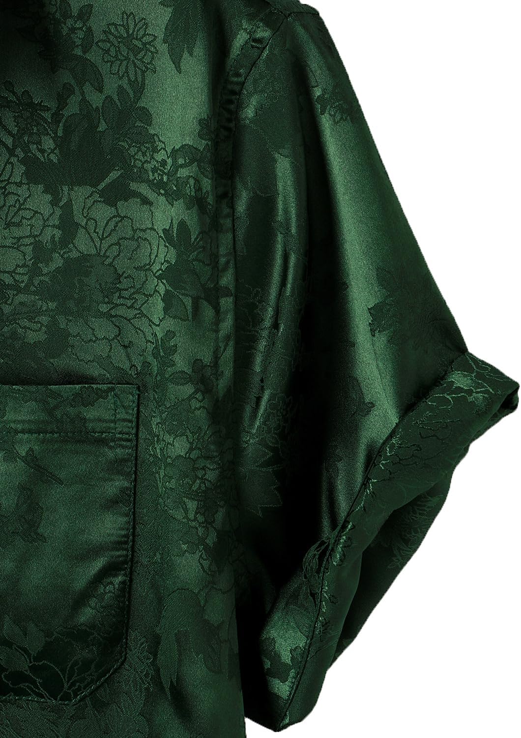 ZEROYAA Men's Shiny Luxury Silk Satin Floral Jacquard Short Sleeve Regular Fit Button Down Shirt for Party Prom