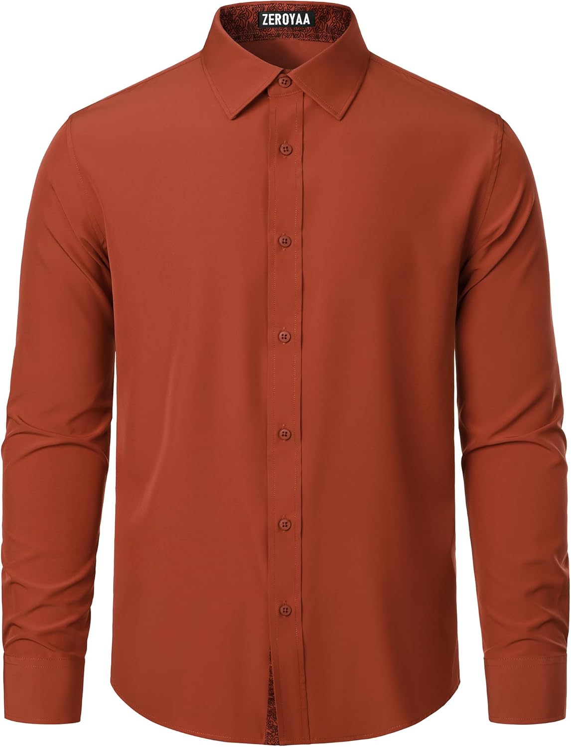 ZEROYAA Men's Regular Fit Dress Shirt Stretch Wrinkle-Free Long Sleeve Casual Business Button Up Shirts