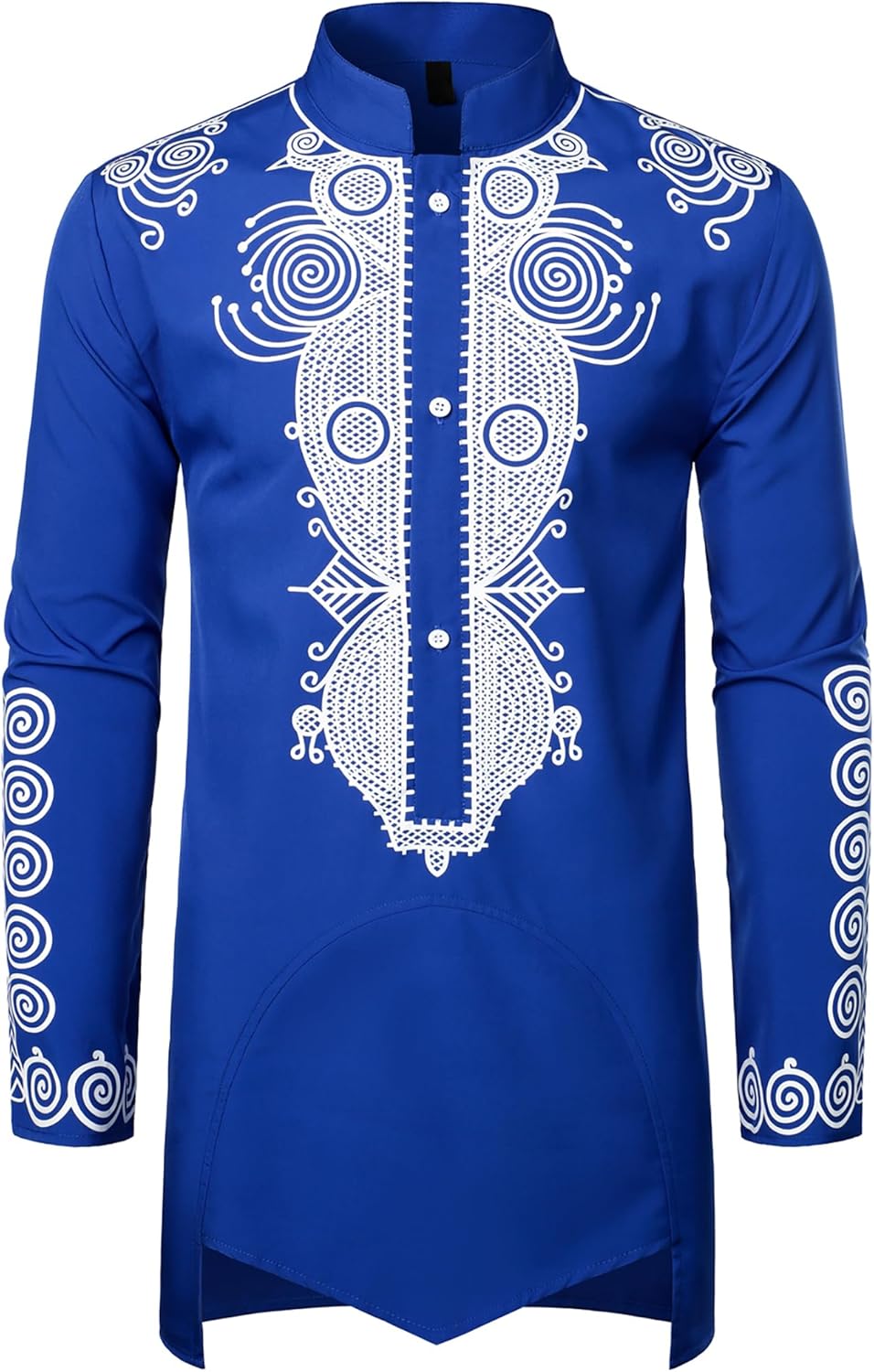 ZEROYAA Men's Traditional African Long Sleeve Dashiki Shiny Pattern Printed Dazzling Shirt