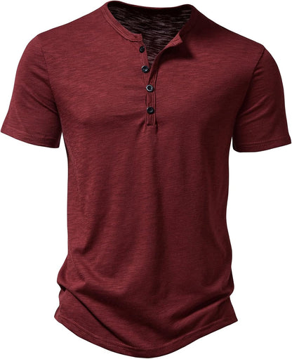 ZEROYAA Men's Short Sleeve Henley Shirt Casual Stretchy Slim Fit T Shirt